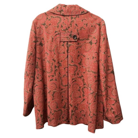 Talbots Pea Coat Women’s Size Large Paisley Print Car Coat Stretch Office - Picture 4 of 5